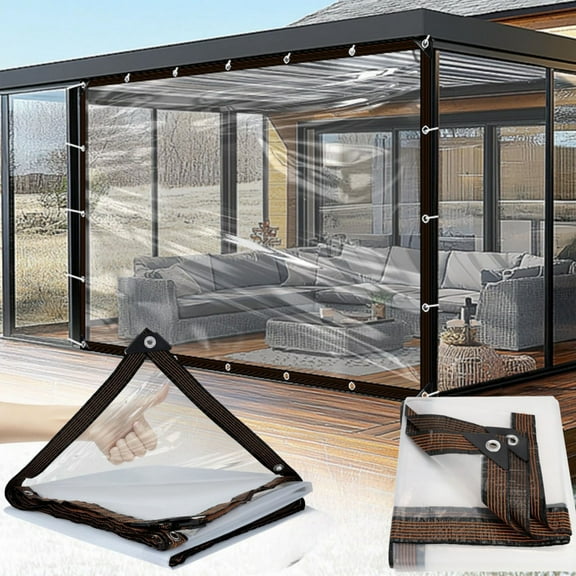Transparent Rainproof Cloth Clear Tarp, Plastic Tarps Heavy Duty Waterproof, Rain Cover for Patio, Porch, Greenhouse, Garden, Chicken Coop Outside