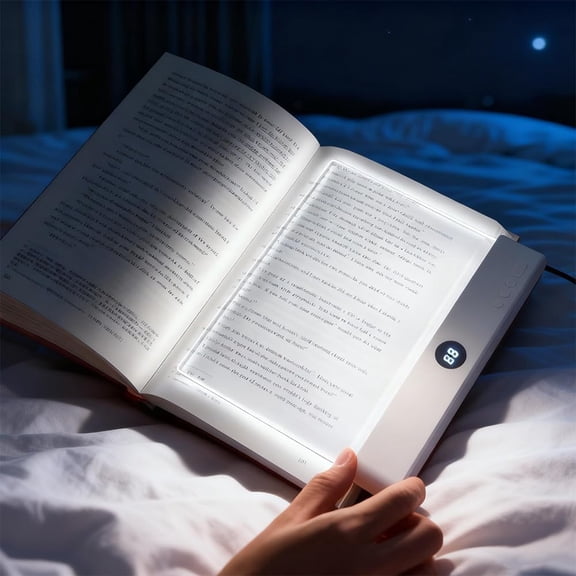 Transparent Reading Light, Dimmable Full Page Light for Night Study, 2026 Upgraded Wireless Book Lamp, Portable Page Illuminator for Bedside Reading, Lightweight Panel Lamp