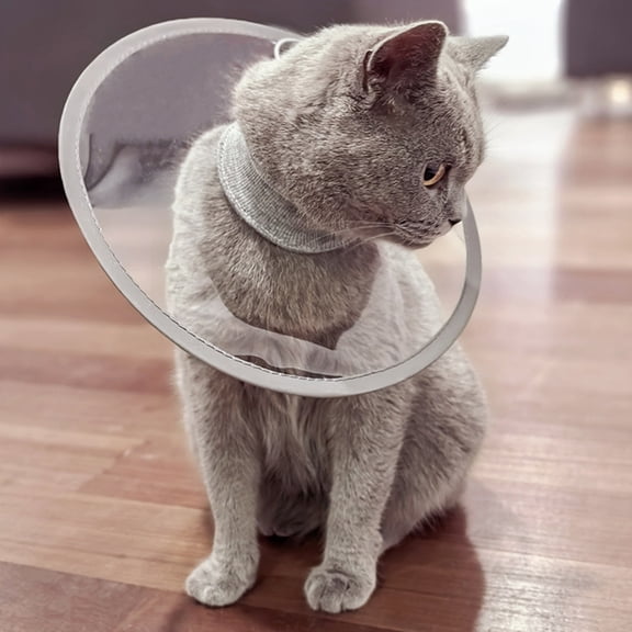 Transparent Recovery Collar for Cats and Small Pets Lightweight Soft E-Collar for Post-Surgery Support Stop Licking and Scratching Protective Neck Cone, Transparent Size S