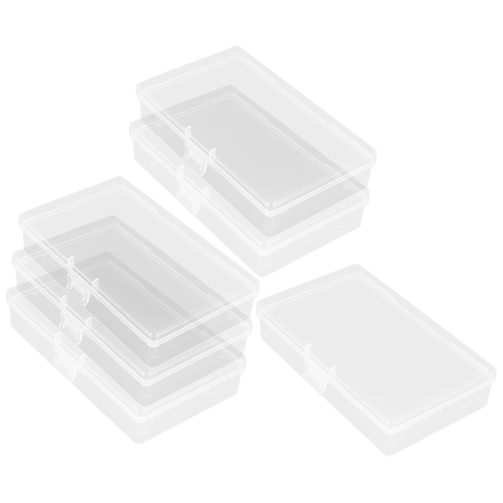Transparent Rectangular Hinged Storage Box Portable Bin Pp Bead