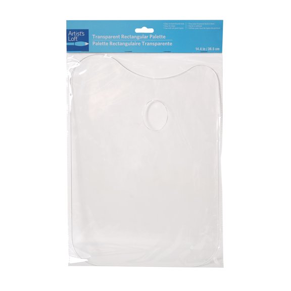 Transparent Rectangular Palette by Artist's Loft - 14.4 Inch Acrylic Palettes with Thumb Hole  Easy-to-Clean - Durable Surface  Ideal for Acrylic - Oil - and Watercolor Painting - 12 Pack