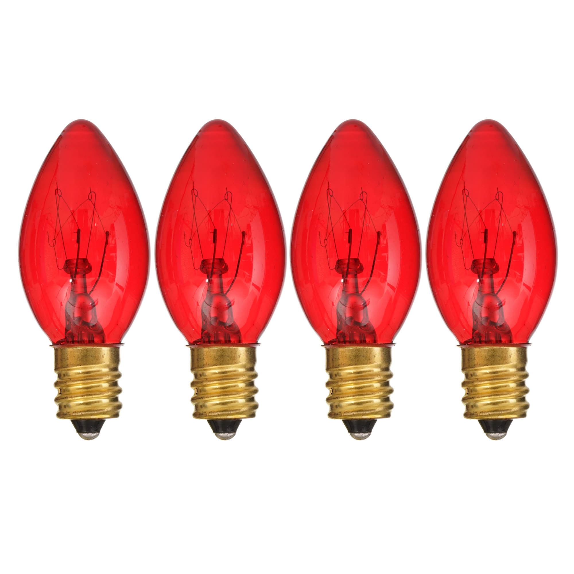 Transparent Red 5Watt Incandescent C7 Replacement Christmas Bulbs, 4