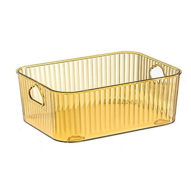 Transparent Refrigerator Storage Box Vegetable Organizer Fridge Clear Container for Kitchen Food Drinks Storage Yellow