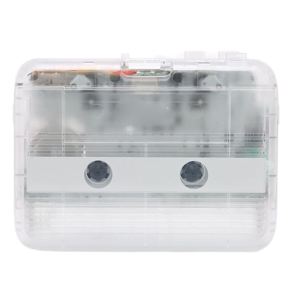 Transparent Retro Bluetooth Cassette Player and Wireless Audio Tape Player, Dual AA Battery Powered- 5.51 x 4.72 Inches / 14 x 12 cm