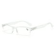 thumbnail image 1 of Transparent Retro Rectangle Spring Hinge Reading Glasses 3.00 for Men and Women, Clear Half Rimless Lightweight Plastic Readers +3.00, 1 of 7
