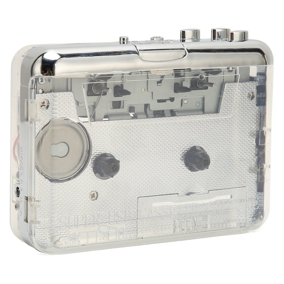 Transparent Retro Walkman Cassette Player and USB Tape to MP3 Converter Digital Audio Music Player with 3.5mm Headphone Jack (16.0 x 11.0 in / 40.6 x 27.9 cm)