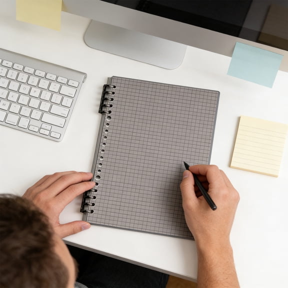 Transparent Ring - Bound Notebook, Detachable A5 Notepad, Network Line Pages, Flexible Page Management, Foldable Design, 8.4" x 5.7" x 0.4", JASKFLY