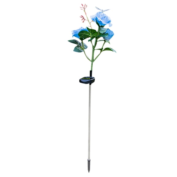 Transparent Rose Flower LED Ground Stake Lights, Decorative Floral Landscape Lamp, Waterproof Outdoor LED Light for Garden, Yard, Pathway, Patio and Holiday Night Decoration-（bule）