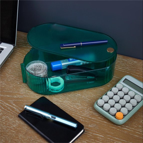 Transparent Rotating Jewelry Storage Box with Lid,Jewelry Organizer Case for Small Objects Ear Bracelet Necklace Green