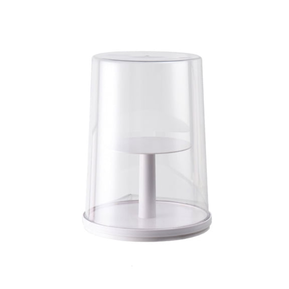 Transparent Rotating Tea Set Storage Box, Dustproof Display Organizer with Lid, Large Capacity Cup & Mug Holder for Tea Lovers, for Countertop,White