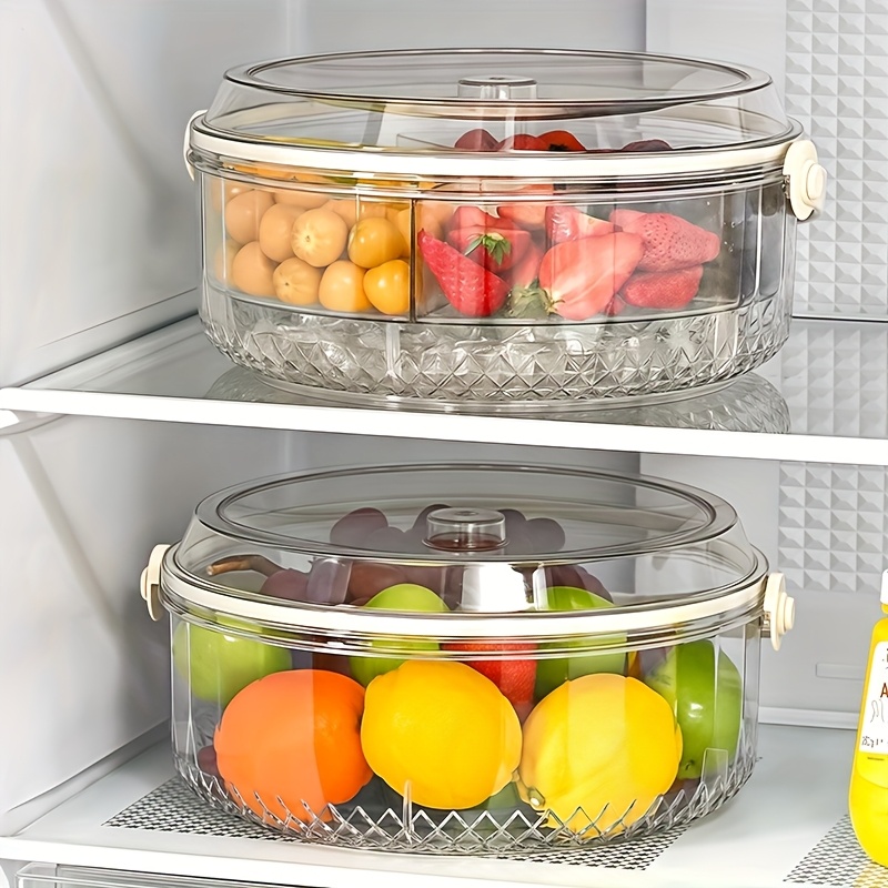 Diffing Tray Transparent Rotating Vegetable Serving Tray with Lid & Dipping ...