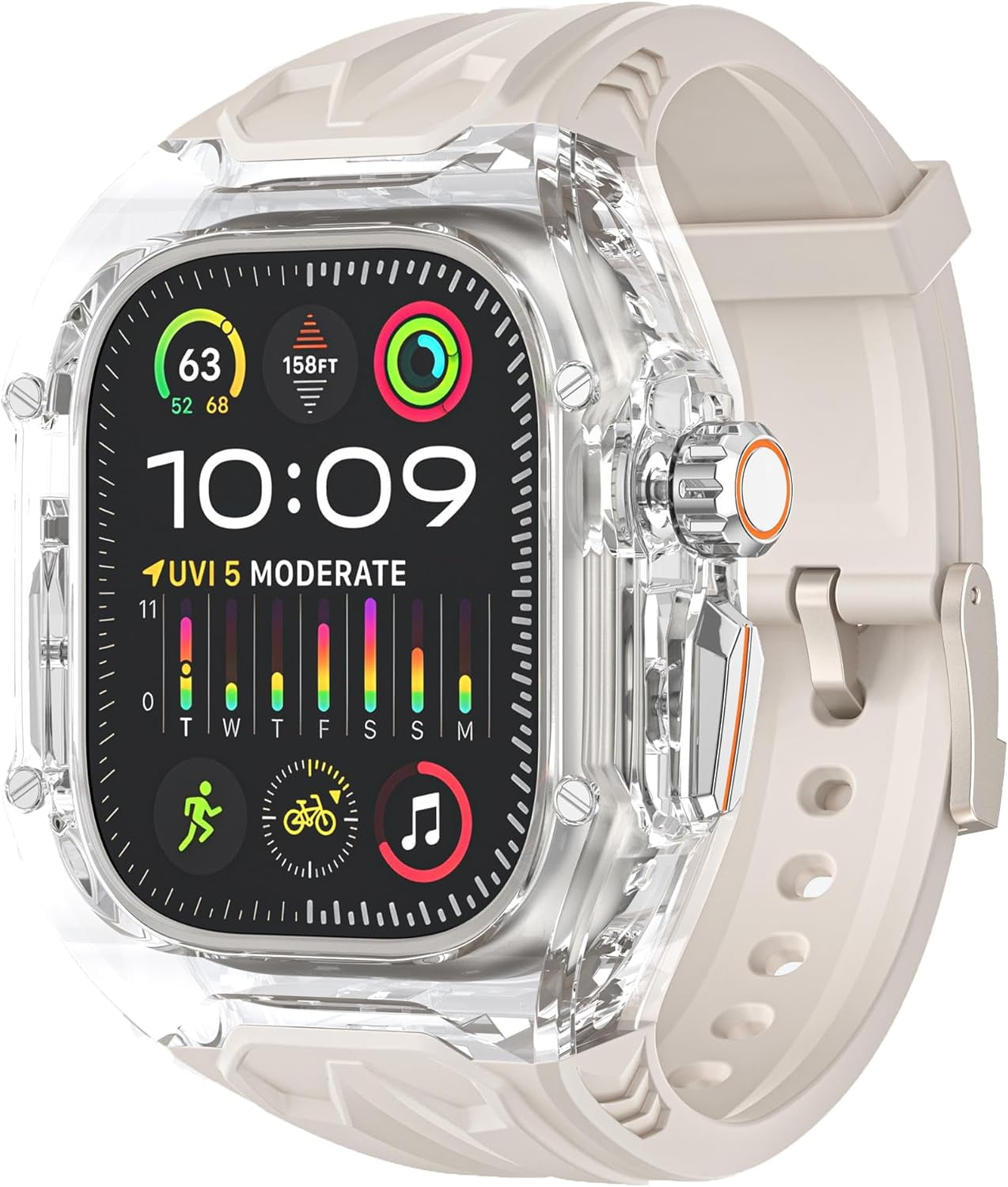 Transparent Rugged Case with Band Compatible with Apple Watch 