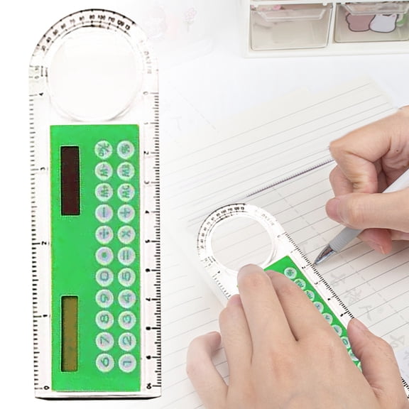 Transparent Ruler Calculator With Magnifier Electronic Calculator For Office