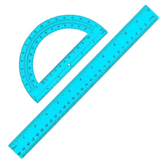 Transparent Ruler and Protractor Set, Durable PVC Geometry Tool for Drawing and Measuring, Ideal for Home and Office