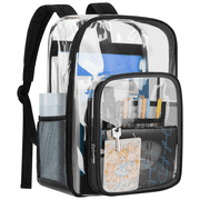 Large Transparent Backpack, Clear Backpack with Water-Resistant PVC Plastic and Ruggedly Shoulder Straps, for Work, Workplace, Stadium, Travel, Security, Festiv