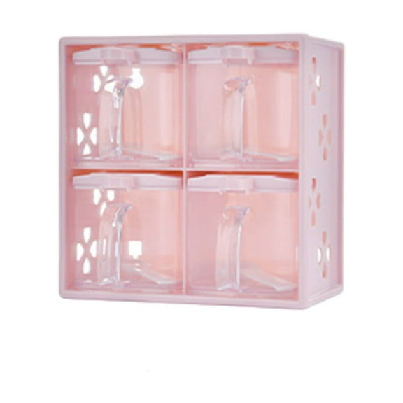 Transparent Seasoning Box Storage Rack,Spice Organizer Container Spoon Set,Stackable Space Saving Design,Detachable Bottle Seasoning Jar,Kitchen Spice Storage System,Durable Household Organizer Rack