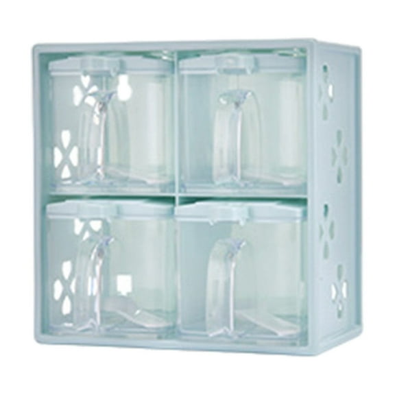 Transparent Seasoning Box Storage Rack,Spice Organizer Container Spoon Set,Stackable Space Saving Design,Detachable Bottle Seasoning Jar,Kitchen Spice Storage System,Durable Household Organizer Rack