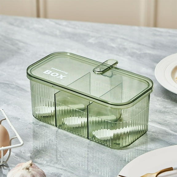 Transparent Seasoning Jar,Multi Compartment Spice Dispenser,Household Condiments Storage Box,MSG Seasoning Shaker,Kitchen Spice Jar Organizer,Airtight Freshness Seasoning Box,Clear Plastic Spice Jar