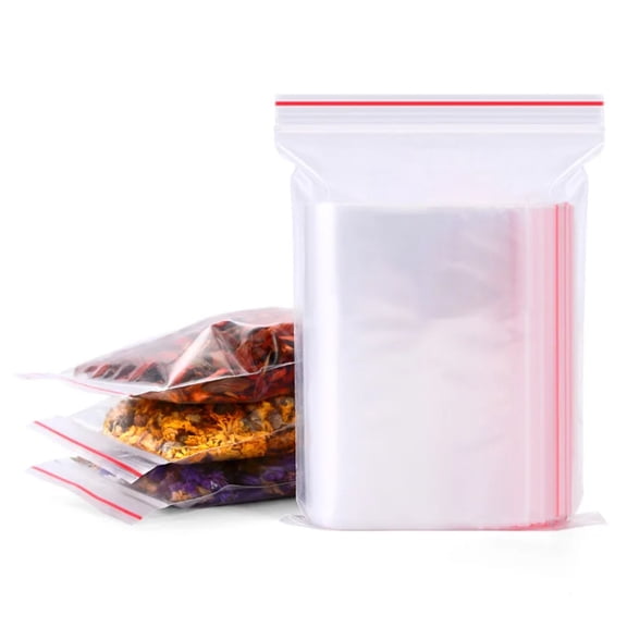 Transparent Self Sealing Plastic Bags 10x15cm, 100pcs Resalable Zip Lock Bags for Food Storage, Jewelry, Crafts, 20x12x2cm