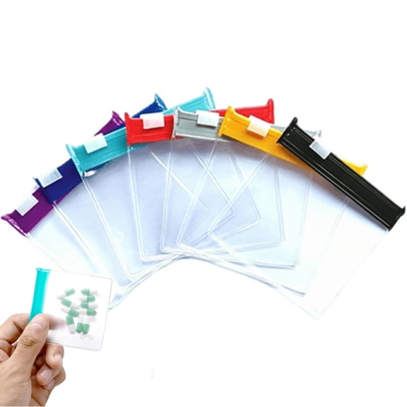 Transparent Self-Sealing Zipper Medicine Bags – Small Pill Organizer Pouch with Sliding Lock, EVA Travel Storage for Vitamins, Jewelry, Coins, Portable 7.5 x 7.1 cm