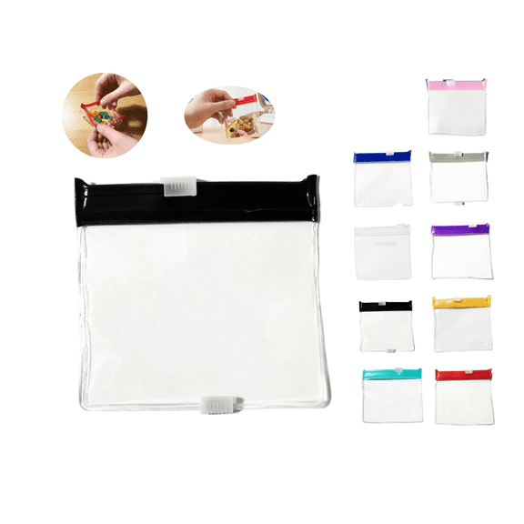 Transparent Self-Sealing Zipper Medicine Bags – Small Pill Organizer Pouch with Sliding Lock, EVA Travel Storage for Vitamins, Jewelry, Coins, Portable(Black)