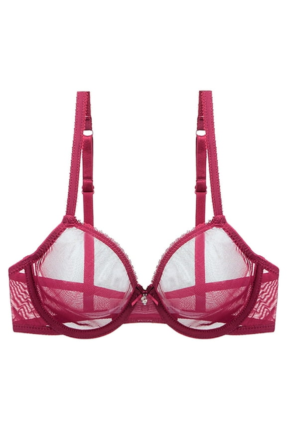 Transparent Sheer Mesh Underwear Bra with Soft Steel Rings for Women Breathable Comfortable Design