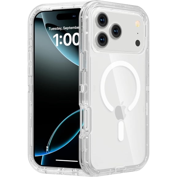Transparent Shockproof Phone Case Compatible with MagSafe for iPhone 17 Pro Max 17 Air Heavy Duty Anti-Drop Protection Magnetic Phone Cases