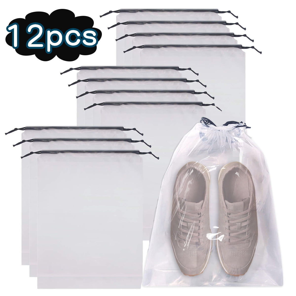 3Pcs Shoe Storage Bags Drawstring Storage Pouch Bag Shoes Organizer  Transparent Shoe Bag Non-Woven & Breathable for Travel, Home Organization  Outdoors