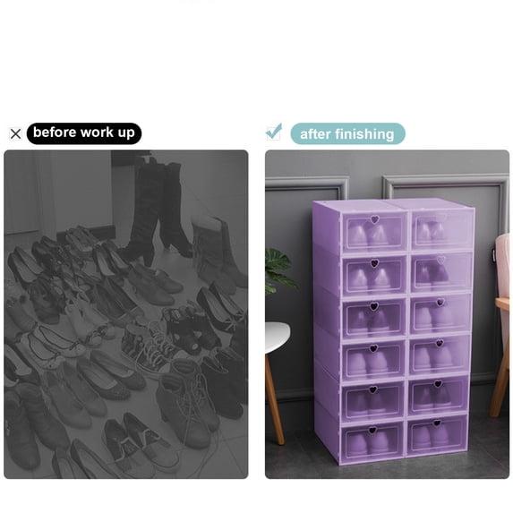 Transparent Shoe Box Organizer Large Flip Drawer Stackable Plastic Storage Box For Closet Under Bed