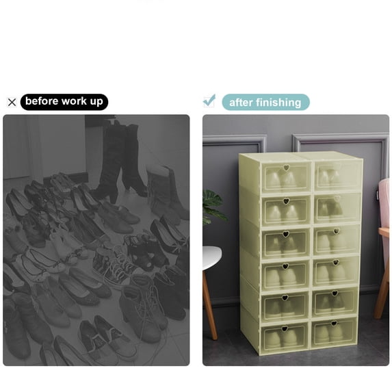 Transparent Shoe Box Organizer Large Flip Drawer Stackable Plastic Storage Box For Closet Under Bed