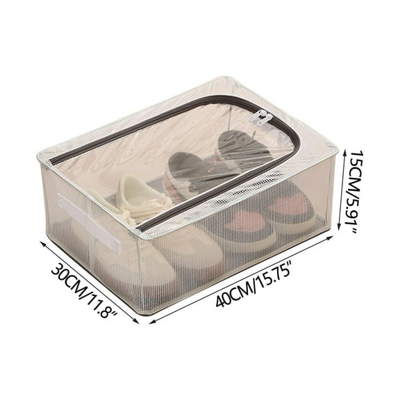 Transparent Shoe Storage Box Foldable Shoe Box Dustproof Shoe Organizer No-Install Clear Shoe Box PVC Shoe Container Eczema Protection 15x12x6in