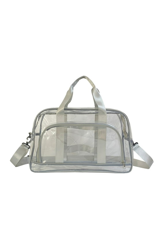 Transparent Short Travel Bag, Sports Gym Bag Large Capacity Hand Luggage, Swimming Bag Messenger Bag, Clear Vinyl Beach Bag, For Stadium Outdoor Beach Pool, Sturdy Zipper Closure