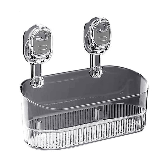 Transparent Shower Organizer Wall Mounted Cosmetics Box Suction Cup Bathroom Storage Container for Home and Apartment
