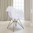 thumbnail image 1 of Transparent Side Chair with Arms and Gold Base$$Furniture, 1 of 9