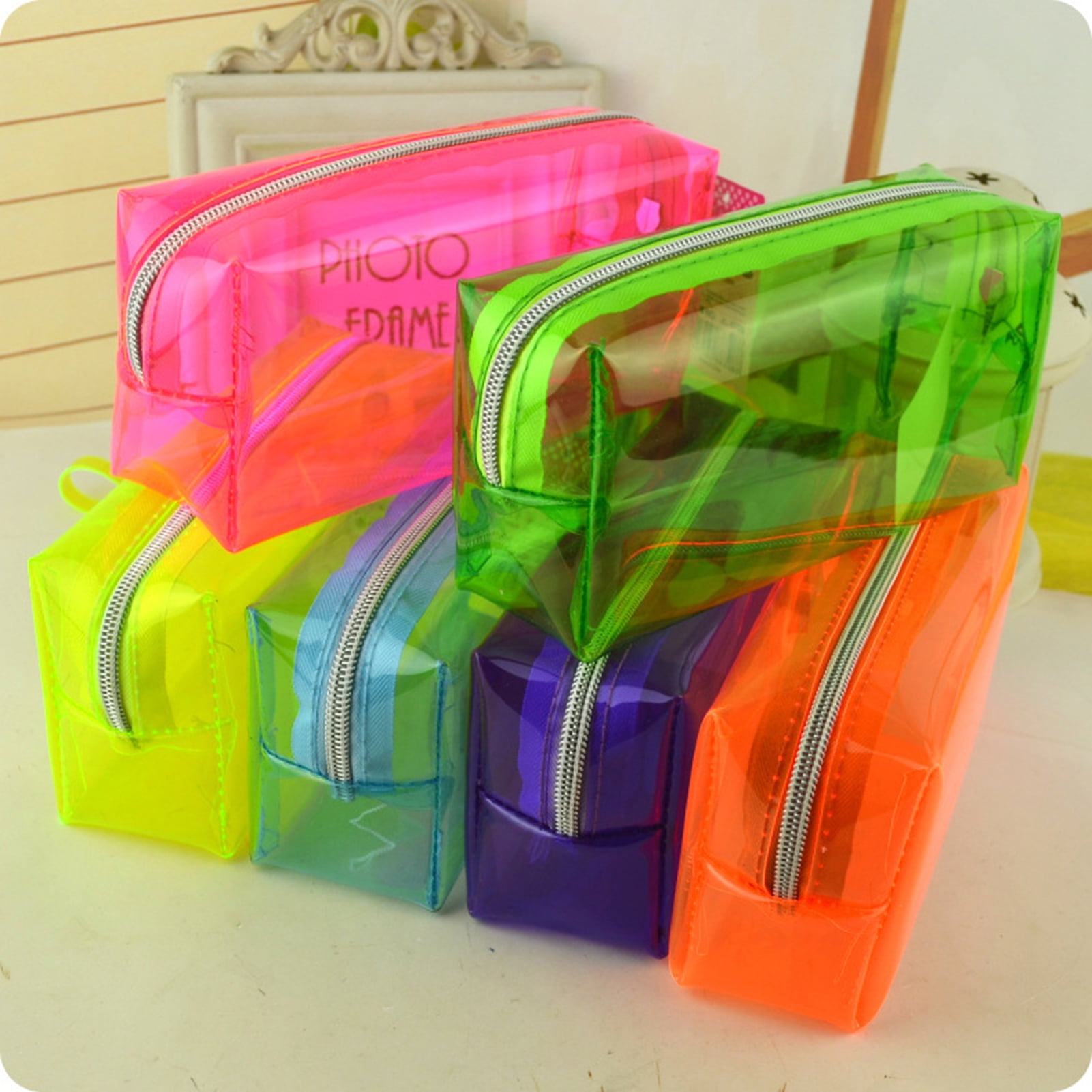 Fluorescent Transparent Pencil Case - 7 Colors, Pvc Pencil Bag With Snap  Button, Stationery Organizer, Pen Case, Stationery Pencils Case
