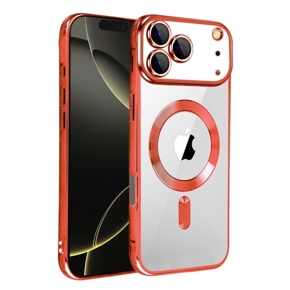 Transparent Sparkle Armor Case for iPhone 17 Pro Max - Red