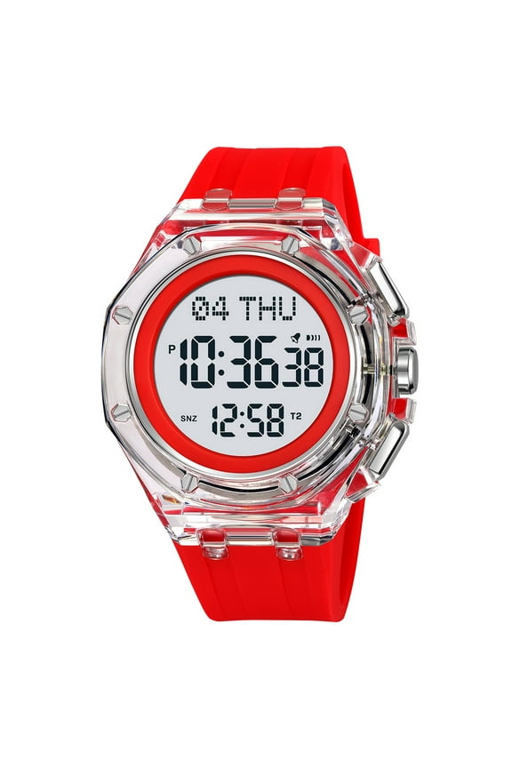 Transparent Sports Watch - Waterproof Digital Watch with Silicone Band, Multifunction for Men Women Students