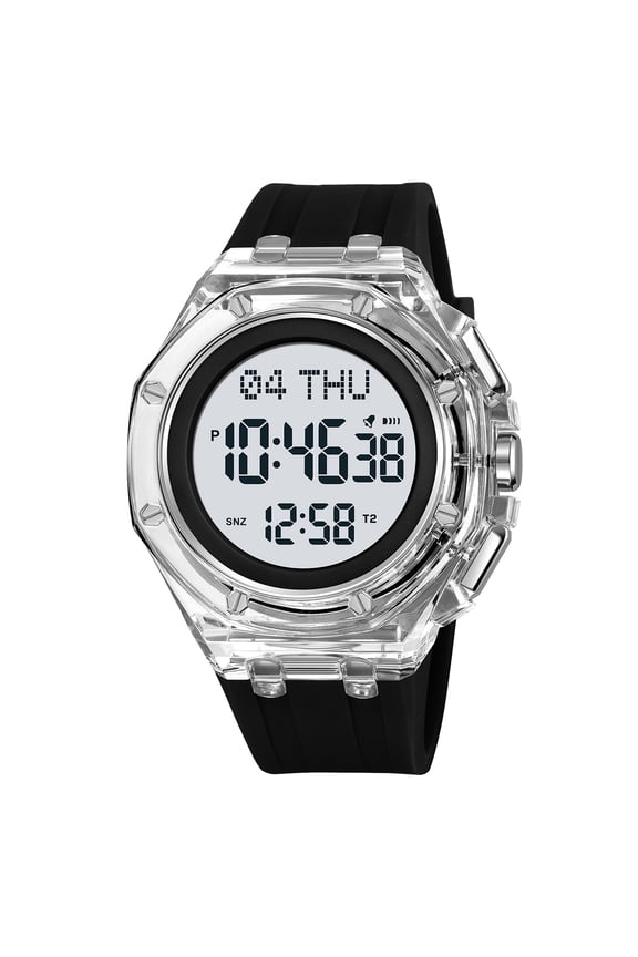 Transparent Sports Watch - Waterproof Digital Watch with Silicone Band, Multifunction for Men Women Students