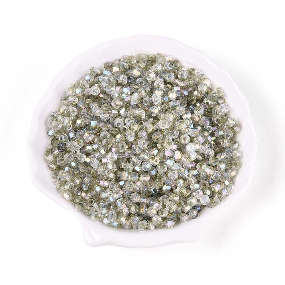 Transparent Spray Painted Glass Beads Cone AB Color Plated Faceted Dark Sea Green 4~4.5x3.5mm Hole: 1.4~1.6mm 15380pcs/1000g