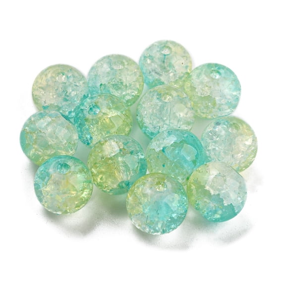 Transparent Spray Painting Crackle Glass Beads Round Light Sky Blue 10mm Hole: 1.6mm 200pcs/bag