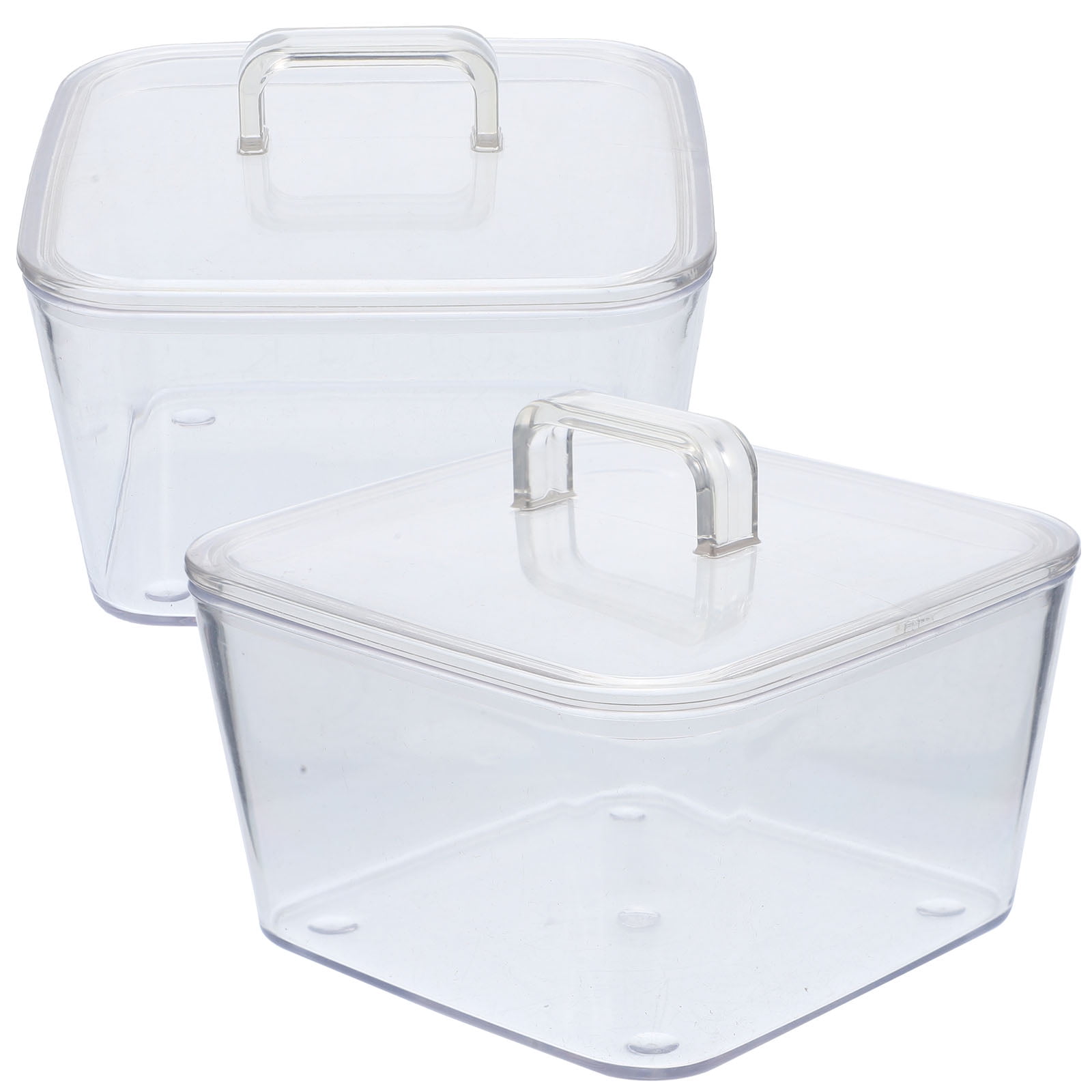 Transparent Square Bowl with Lid Dessert Containers Plastic 2 Pcs Snack