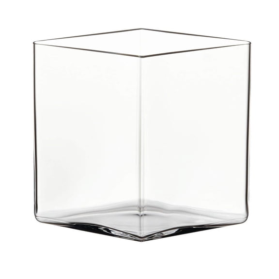 Transparent Square Glass Vase With Wavy Base 251mm Modern Decor