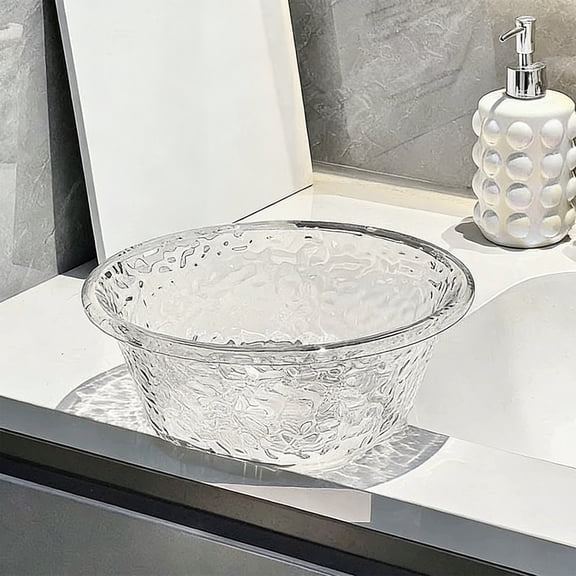 Transparent & Stackable, Large Household Basin — 10.2x10.2x3.7 Inch Round Wash Tub, Made of Thickened PET Plastic for Laundry tasks