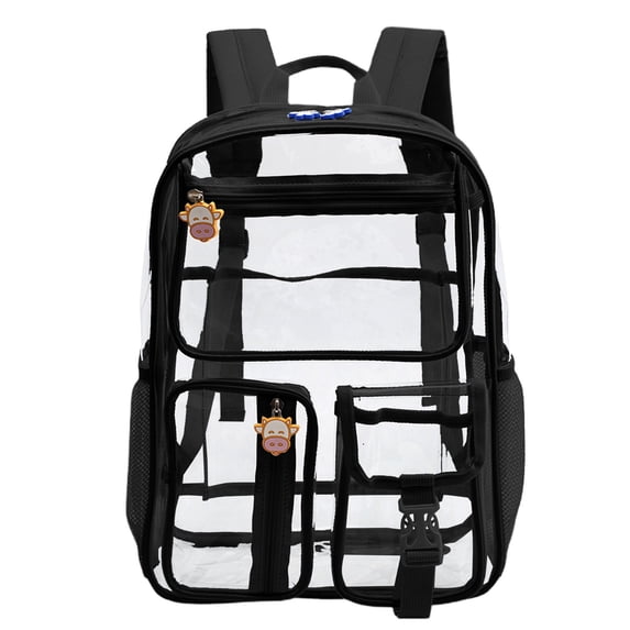 Transparent Stadium Approved Backpack With Large Capacity, PVC Clear Backpack For Women And Men, Travel And Event Security Check (Black)