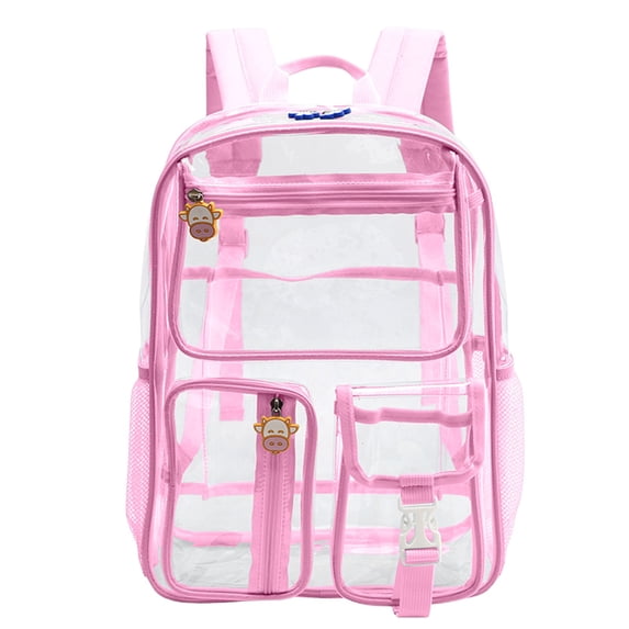 Transparent Stadium Approved Backpack With Large Capacity, PVC Clear Backpack For Women And Men, Travel And Event Security Check (Pink)