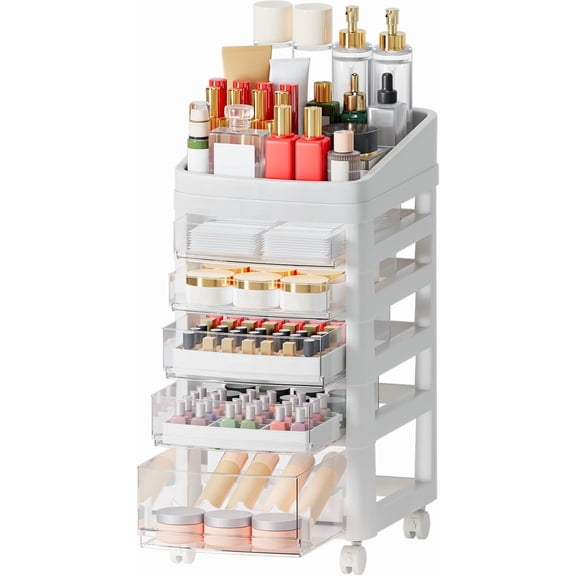 Transparent Stand-Up Makeup Organizer with Detachable Storage Compartments, Organized Arrangement, No Complex Assembly