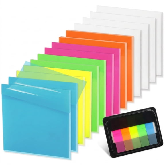 Transparent Sticky Notes 3x3 Inch, 800 Sheets Multicolor Self-Adhesive Memo Pads, Waterproof Clear Sticky Notes for Office Supplies, Study Annotation, Business Meetings, Home Organization, Multicolor
