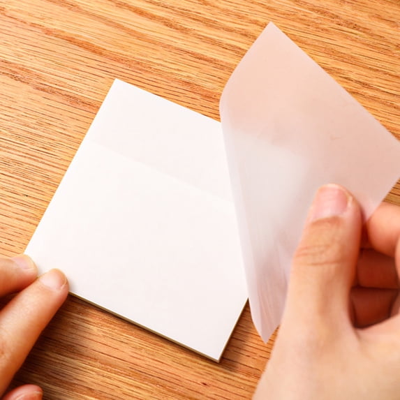 Transparent Sticky Notes | Clear PET Adhesive Memo Pads | Reusable Frosted Index Tabs | Multiple Sizes 9.5x7cm 7.6x5cm 7.6x7.6cm | Smooth Writing | 50 Sheets | Office & Study Use