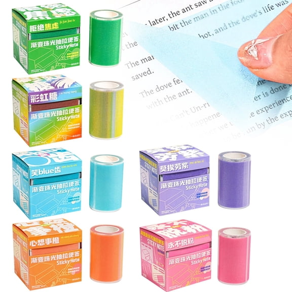 Transparent Sticky Notes Set PET Full Adhesive Memo Pad Book Laptop Journal Planner