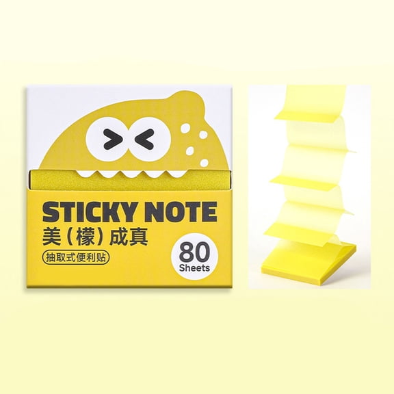 Transparent Sticky Notes, Transparent Pull Out Sticky Notes - 80 Sheets Office Stationery Work Accessories with Strong Adhesion, No Residue, Suitable for Office, Work, Classroom, Lemon Style